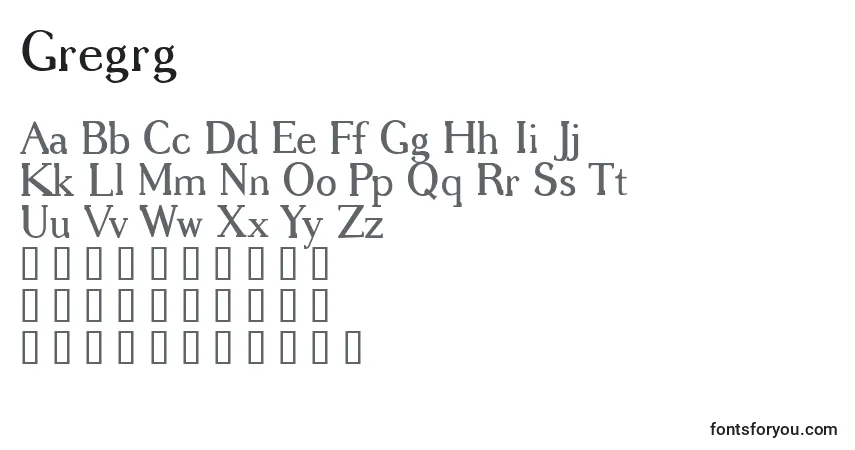 Schriftart Gregrg – Alphabet, Zahlen, spezielle Symbole