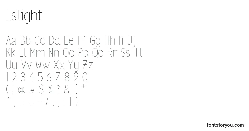 Lslight-fontti – aakkoset, numerot, erikoismerkit