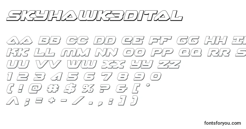 Czcionka Skyhawk3Dital – alfabet, cyfry, specjalne znaki