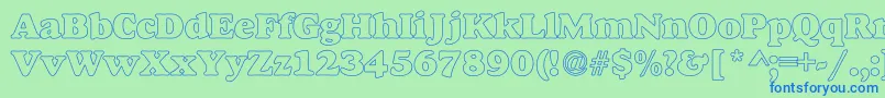 AlexussHeavyHollow Font – Blue Fonts on Green Background