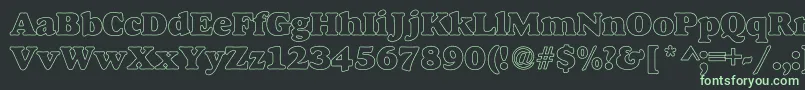 AlexussHeavyHollow Font – Green Fonts on Black Background