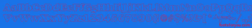 AlexussHeavyHollow Font – Red Fonts on Blue Background