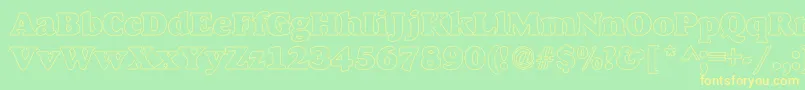 AlexussHeavyHollow Font – Yellow Fonts on Green Background