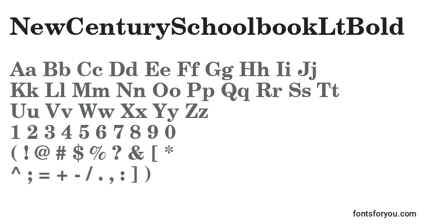 A fonte NewCenturySchoolbookLtBold – alfabeto, números, caracteres especiais