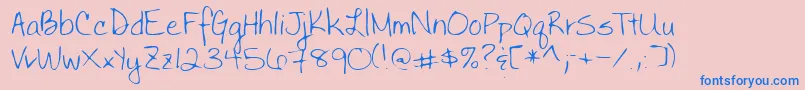 Lehn030 Font – Blue Fonts on Pink Background