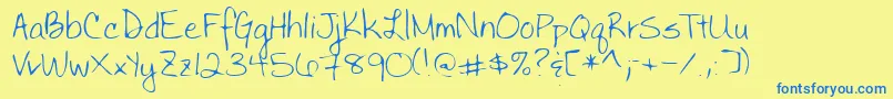 Lehn030 Font – Blue Fonts on Yellow Background