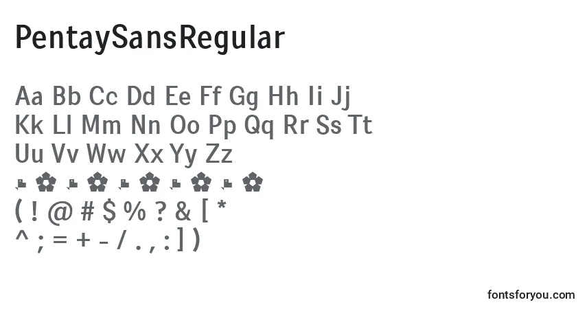A fonte PentaySansRegular – alfabeto, números, caracteres especiais