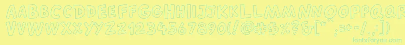 CantedfxRegular-fontti – vihreät fontit keltaisella taustalla