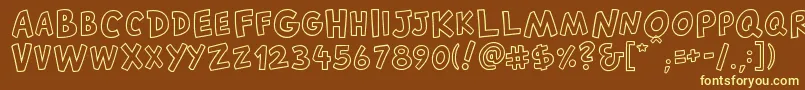 CantedfxRegular-fontti – keltaiset fontit ruskealla taustalla