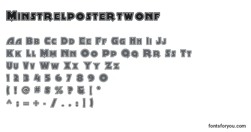 Шрифт Minstrelpostertwonf (118380) – алфавит, цифры, специальные символы