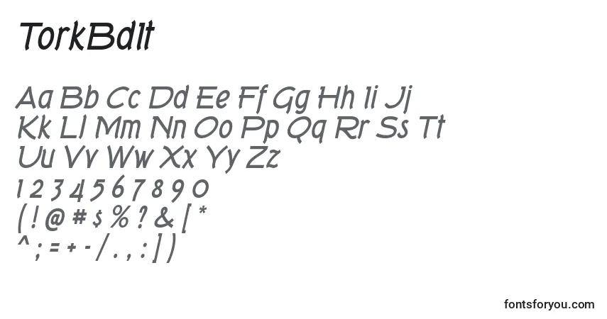 Шрифт TorkBdIt – алфавит, цифры, специальные символы