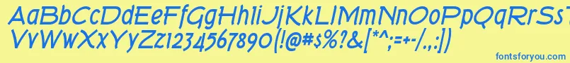 TorkBdIt Font – Blue Fonts on Yellow Background