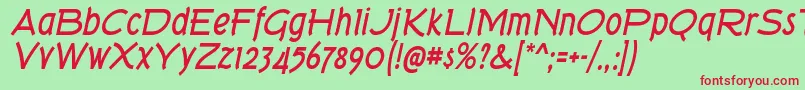 TorkBdIt Font – Red Fonts on Green Background