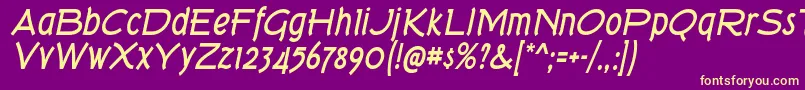 TorkBdIt Font – Yellow Fonts on Purple Background