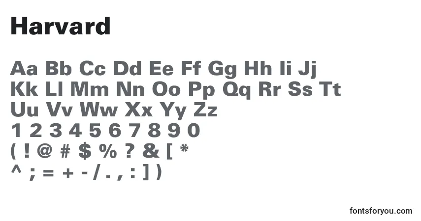Fuente Harvard - alfabeto, números, caracteres especiales