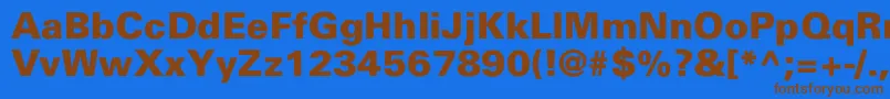 フォントHarvard – 茶色の文字が青い背景にあります。