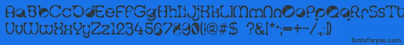 フォントTralfam ffy – 黒い文字の青い背景
