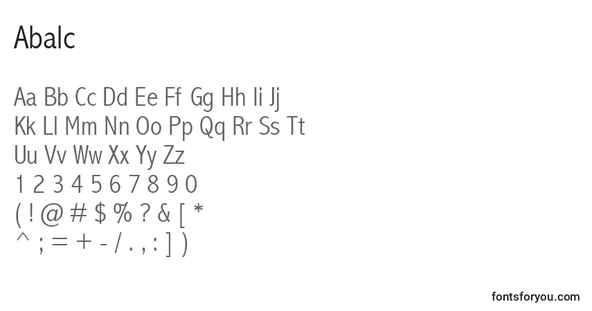 Schriftart Abalc – Alphabet, Zahlen, spezielle Symbole
