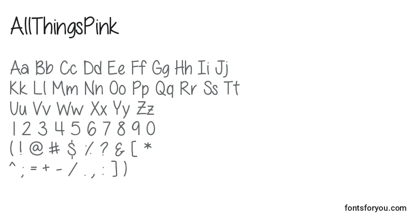 Schriftart AllThingsPink – Alphabet, Zahlen, spezielle Symbole