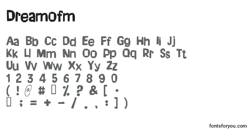 Czcionka Dreamofm – alfabet, cyfry, specjalne znaki
