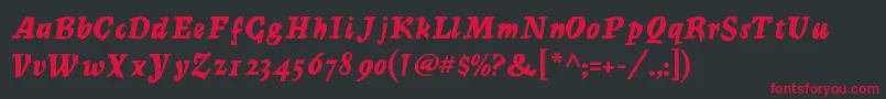 フォントMercuriusRegular – 黒い背景に赤い文字