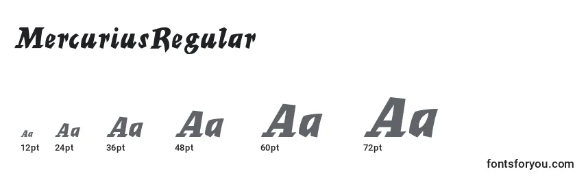 Размеры шрифта MercuriusRegular