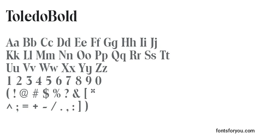Schriftart ToledoBold – Alphabet, Zahlen, spezielle Symbole