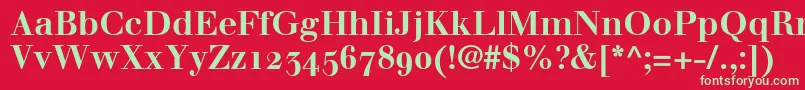 WalbaumBoldOldstyleFigures-Schriftart – Grüne Schriften auf rotem Hintergrund