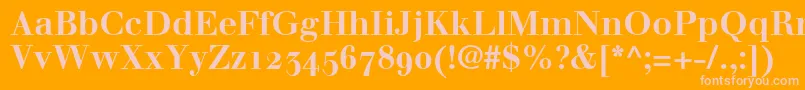 WalbaumBoldOldstyleFigures-Schriftart – Rosa Schriften auf orangefarbenem Hintergrund