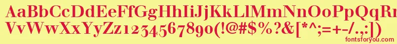 フォントWalbaumBoldOldstyleFigures – 赤い文字の黄色い背景