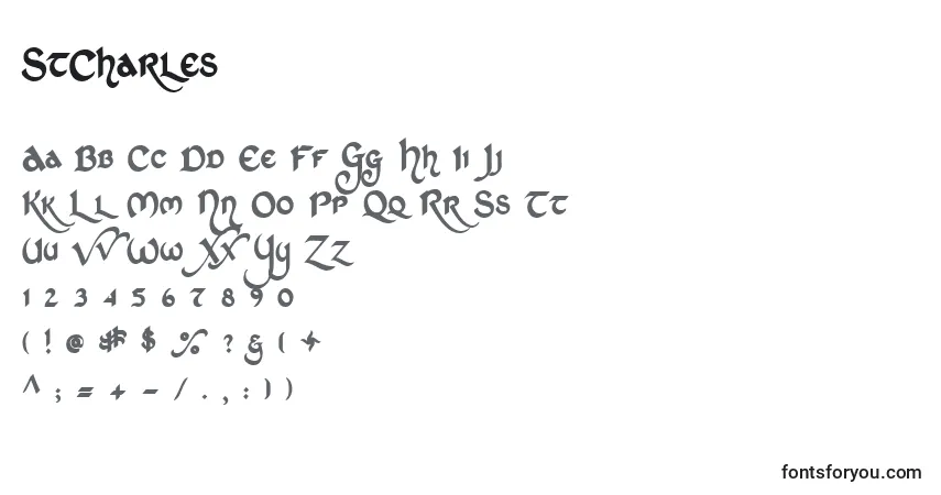 A fonte StCharles – alfabeto, números, caracteres especiais