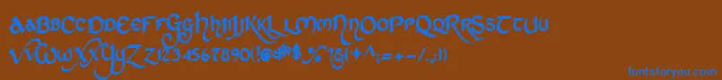 フォントStCharles – 茶色の背景に青い文字