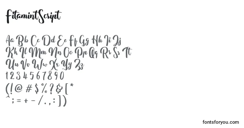 Schriftart FitamintScript (118394) – Alphabet, Zahlen, spezielle Symbole