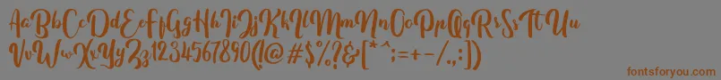 フォントFitamintScript – 茶色の文字が灰色の背景にあります。