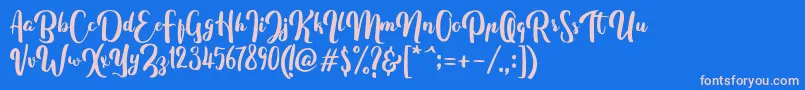 フォントFitamintScript – ピンクの文字、青い背景