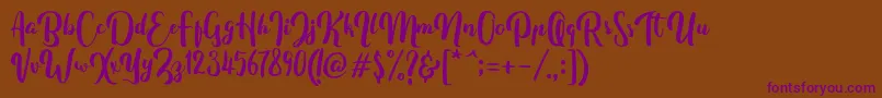 FitamintScript-Schriftart – Violette Schriften auf braunem Hintergrund