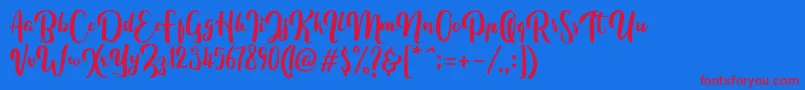 FitamintScript-Schriftart – Rote Schriften auf blauem Hintergrund