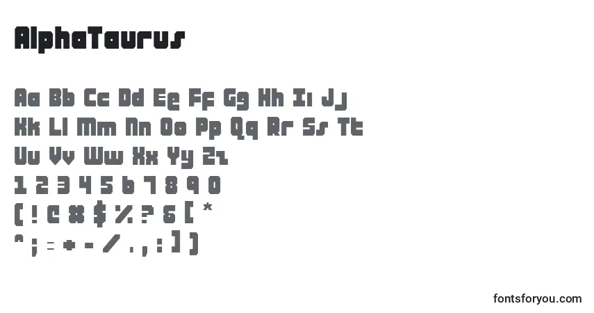 AlphaTaurus-fontti – aakkoset, numerot, erikoismerkit