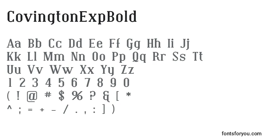 A fonte CovingtonExpBold – alfabeto, números, caracteres especiais