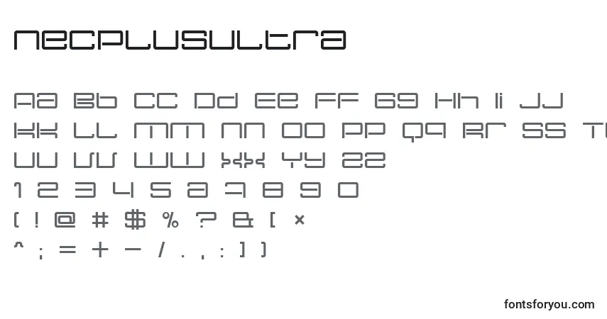 NecPlusUltra-fontti – aakkoset, numerot, erikoismerkit