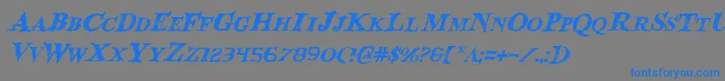 BloodCrowItalic-Schriftart – Blaue Schriften auf grauem Hintergrund