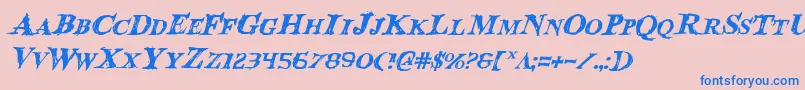 BloodCrowItalic Font – Blue Fonts on Pink Background