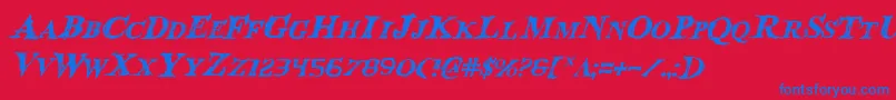 BloodCrowItalic Font – Blue Fonts on Red Background