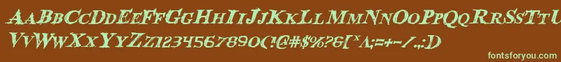 BloodCrowItalic Font – Green Fonts on Brown Background