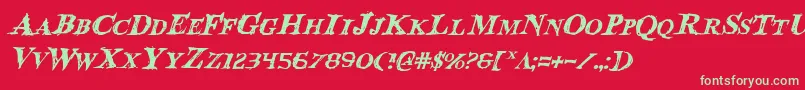 BloodCrowItalic Font – Green Fonts on Red Background