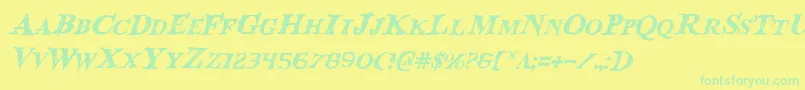 BloodCrowItalic Font – Green Fonts on Yellow Background