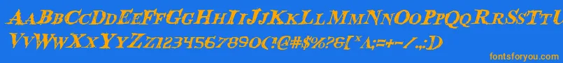 BloodCrowItalic Font – Orange Fonts on Blue Background