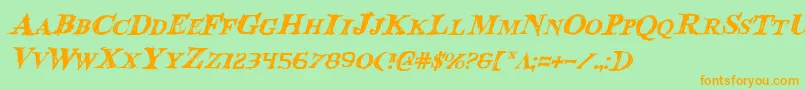 BloodCrowItalic Font – Orange Fonts on Green Background