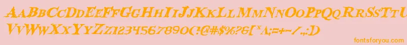 BloodCrowItalic-Schriftart – Orangefarbene Schriften auf rosa Hintergrund