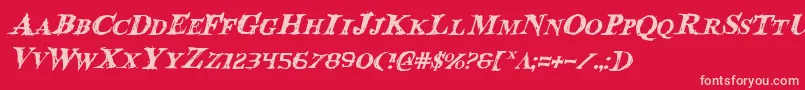 BloodCrowItalic Font – Pink Fonts on Red Background